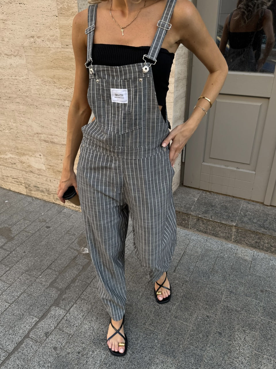 Jumpsuit from Linen with Stripes - M/L - M/L